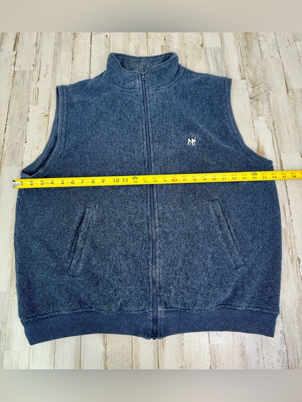 VTG Big Dogs Sweater Mens XL Blue Full Zip Mock Neck Pockets Vest Sleeveless - Picture 4 of 9